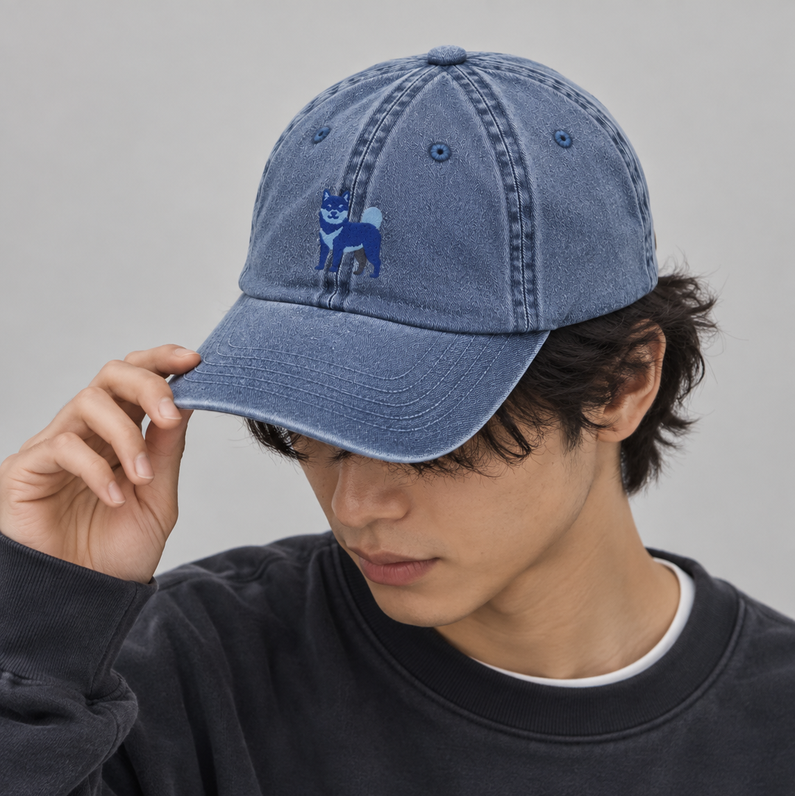 SHIBATOIROロゴ刺繍ピグメントキャップ - YOI（宵）