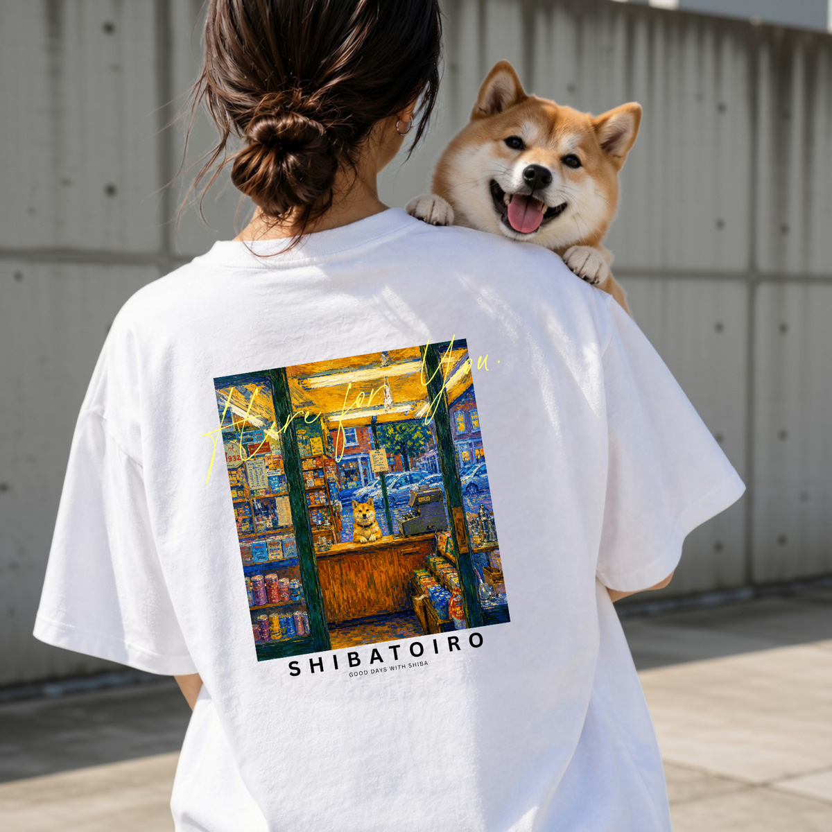 街角の看板犬 - Tシャツ