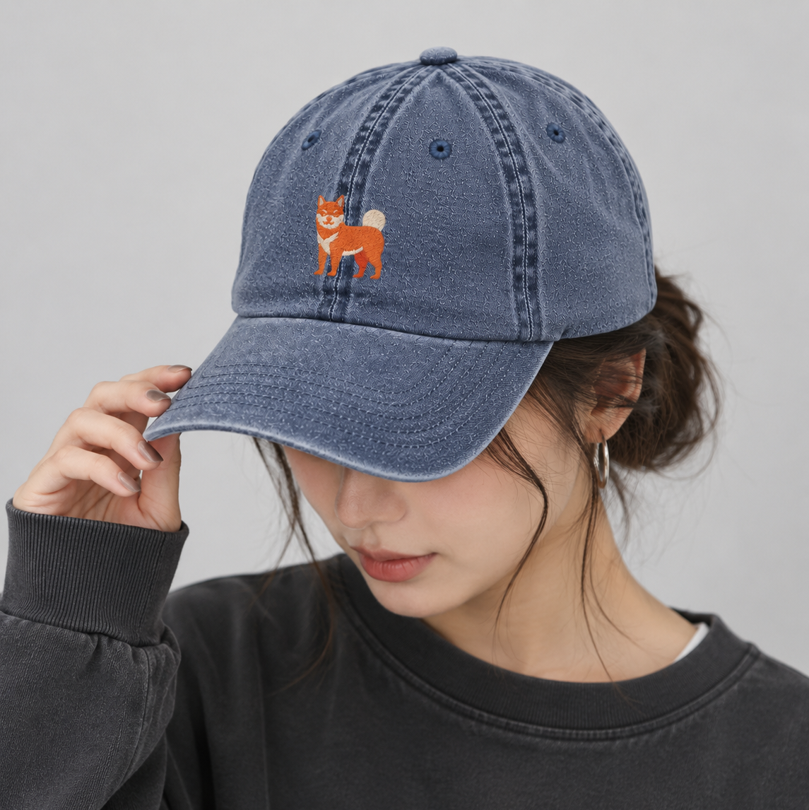 SHIBATOIROロゴ刺繍ピグメントキャップ - HINATA（陽向）