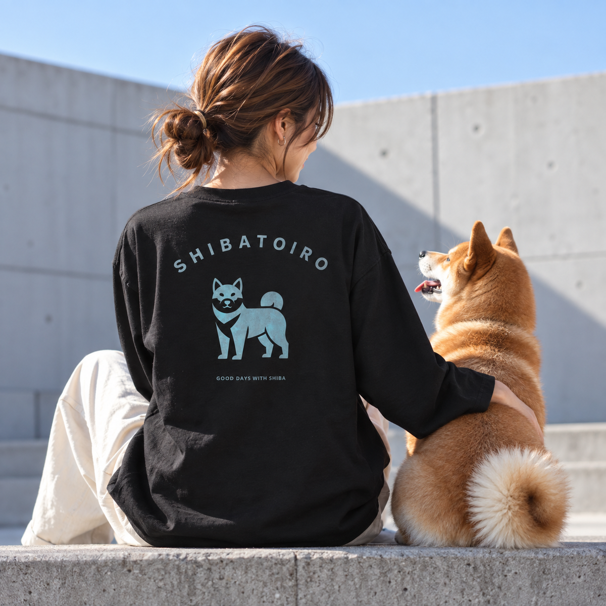 SHIBATOIROバックロゴロングTシャツ